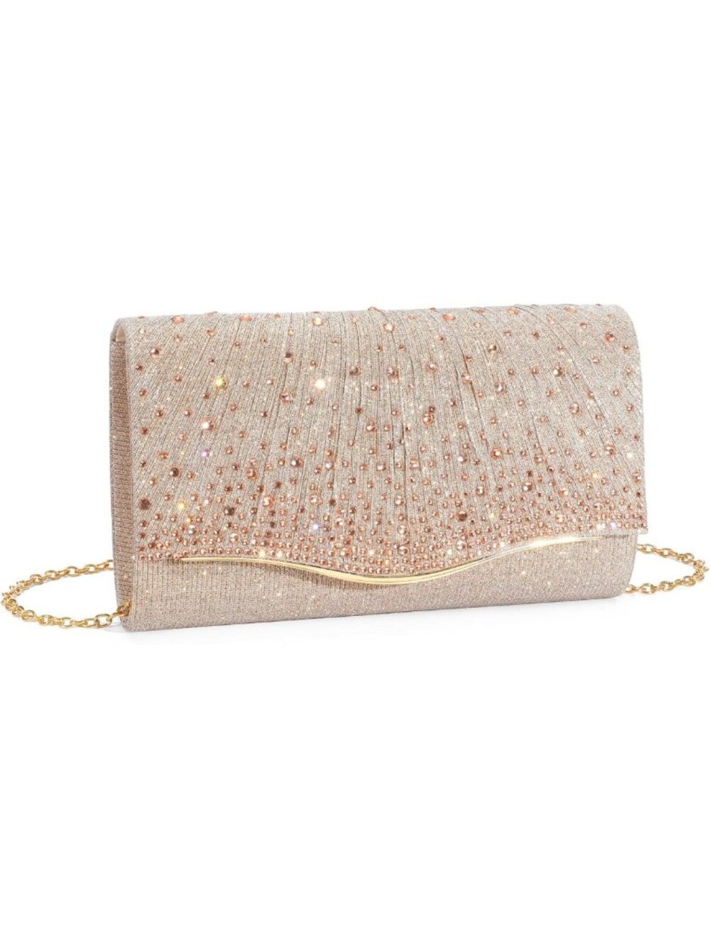 Sparkly Evening Clutch Bag for Women | Formal Glitter Purse with Chain Strap